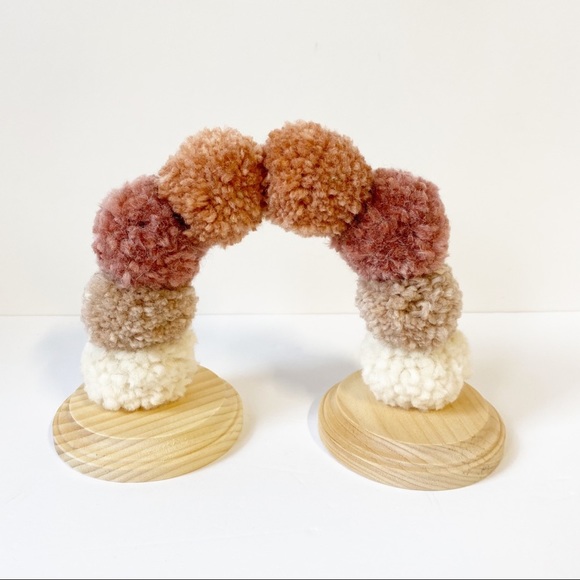 Rainbow Mini Pom Pom Table Centerpiece Kids Party Decoration Pastel Neutral - Picture 2 of 2